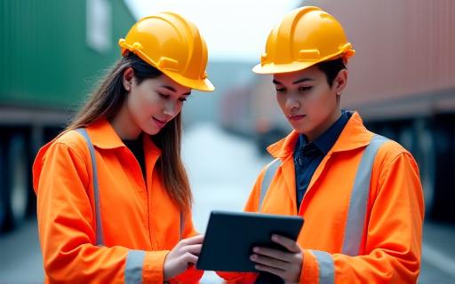 Drivers collaborating at a logistics terminal